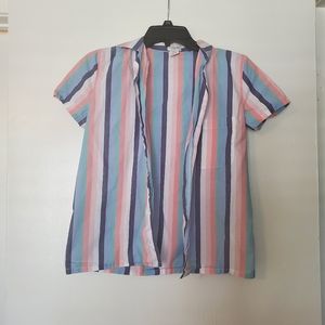 J. Crew Striped Button Up Short Sleeved Top